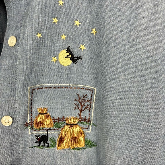 Foxcroft Blue Button Down Fall Long Sleeve Shirt | Size: 8 - Picture 5 of 8